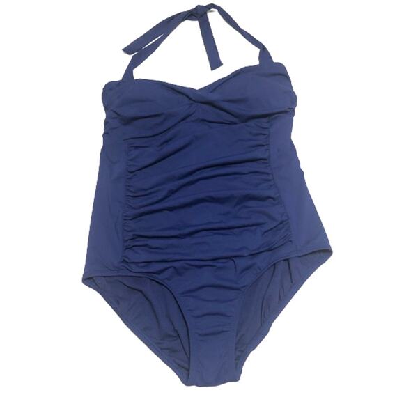 Jantzen Classic Halter One Piece Tummy Control Swimsuit Beach Summer Blue Size 8 - Picture 1 of 8